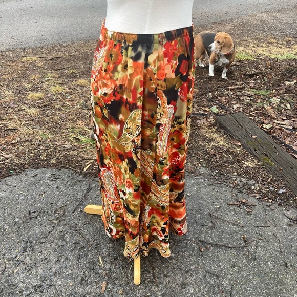 SOUTHERN LADY VINTAGE ABSTRACT FLORAL      A LINE MAXI SKIRT WOMENS 10 - Picture 5 of 8